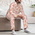 thumbnail image 7 of Lsque Peach With Leaves Pattern Long Sleeve Pajama Set for Men - Soft 2-Piece Sleepwear and Loungewear Set with Pockets, Comfy Nightwear-Small, 7 of 7