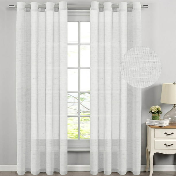 H.VERSAILTEX White Curtain Panels / Rich Natural Linen Sheer Curtains