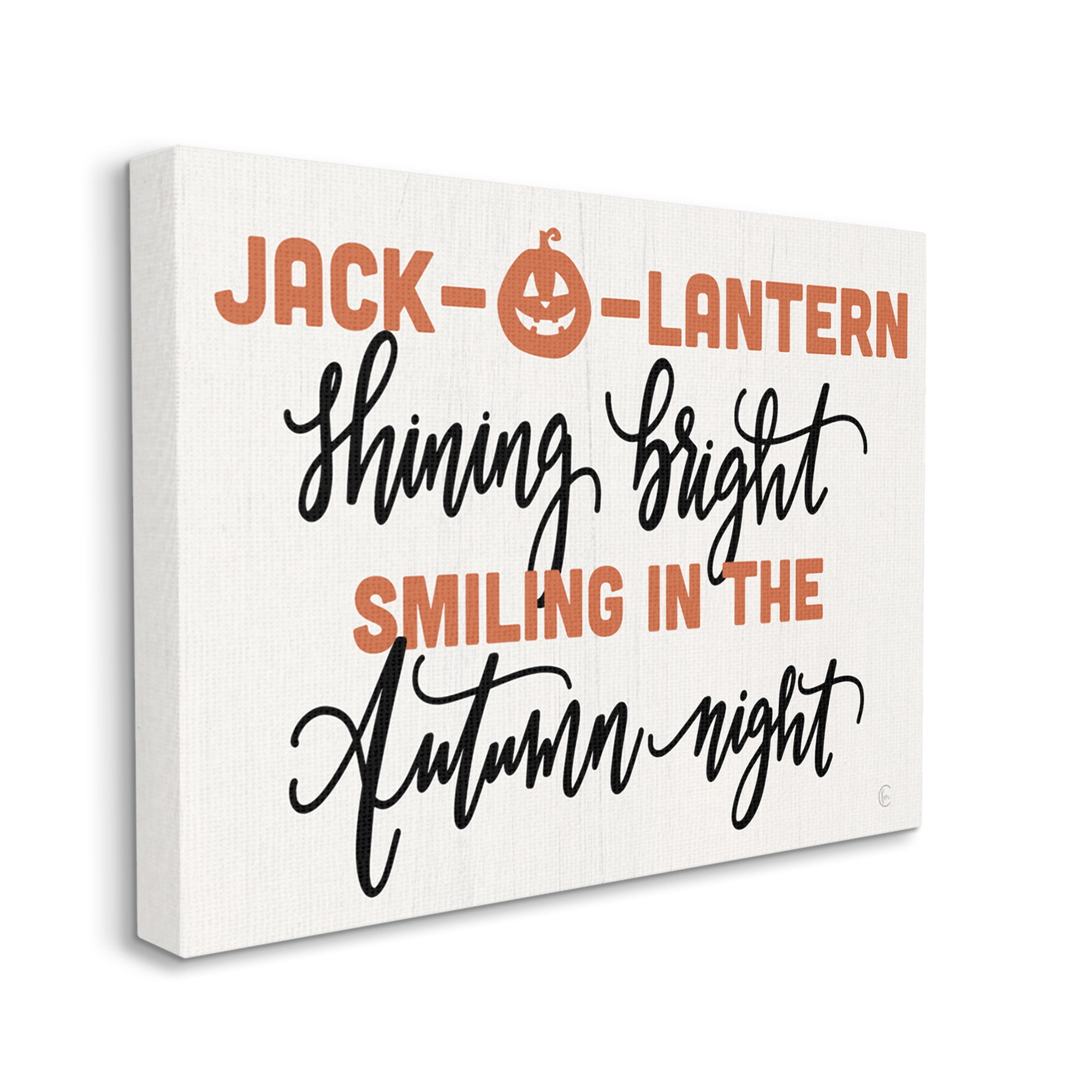 Stupell Industries Autumn Jack-o-Lantern Phrase Holiday Painting Gallery Wrapped Canvas Print Wall Art, 30 x 24