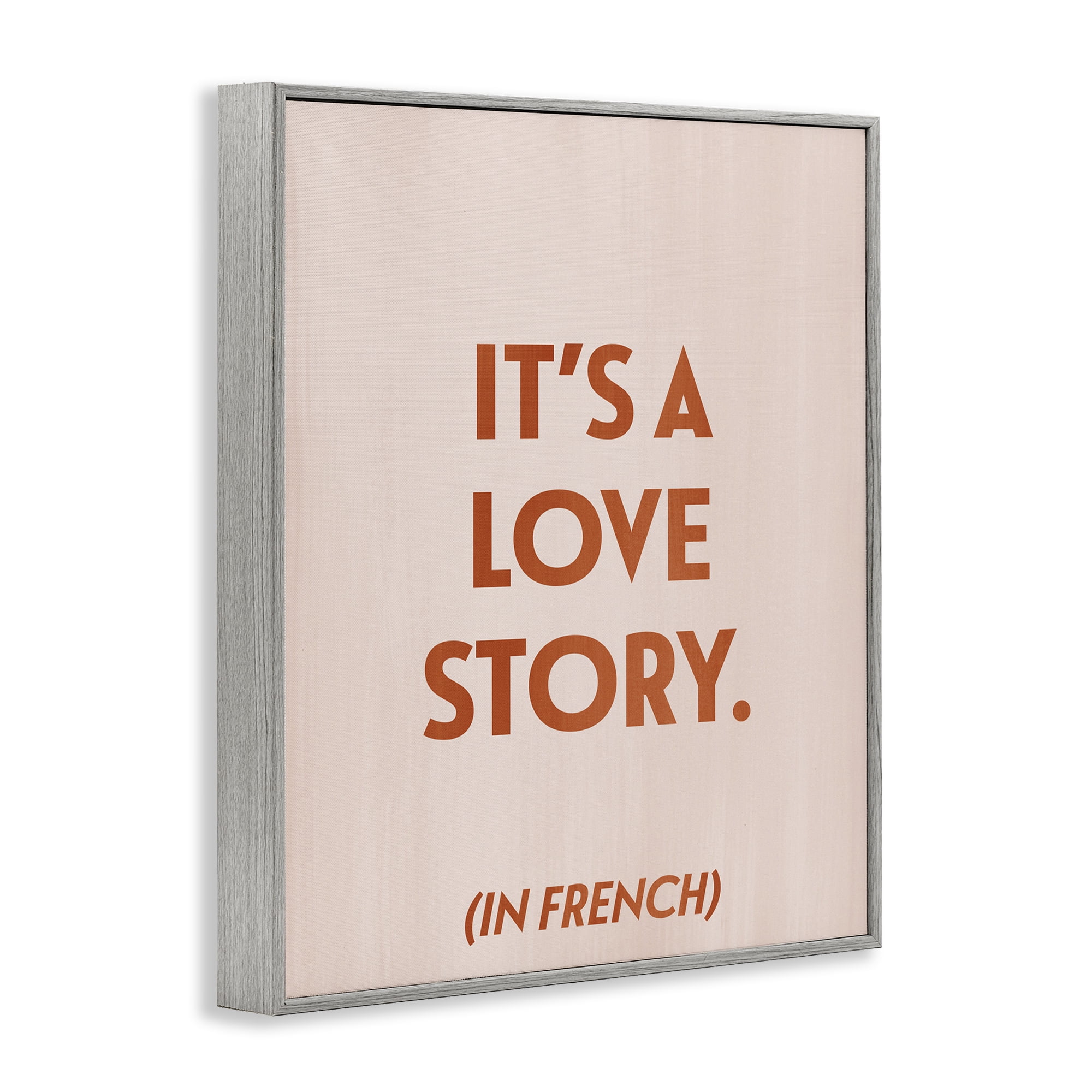 Stupell Industries Love Story In French Typography Painting Gray Framed Art Print Wall Art, 16 x 20