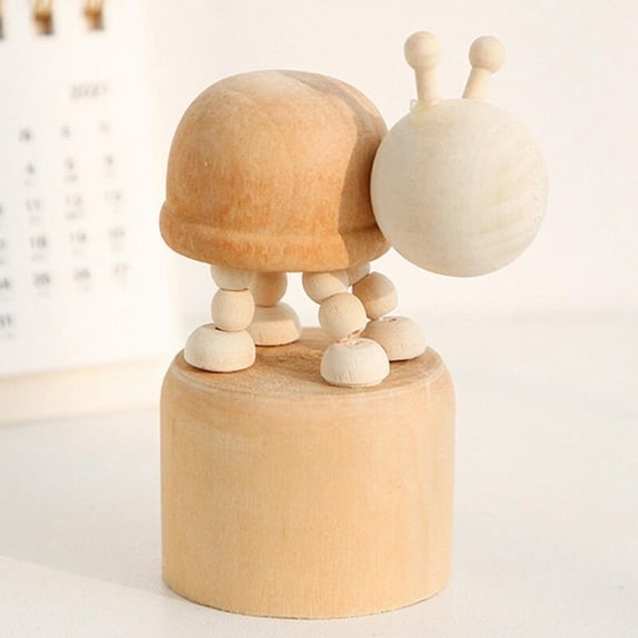 MEROTABLE Puppet Ornaments Figurines Miniatures Wooden Small Animal Desktop Ornaments Student Children Toy Snail