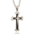 thumbnail image 2 of Hermah Cross Pendant Necklace For Men Stainless Steel 5mm Cuban Chain, 2 of 5