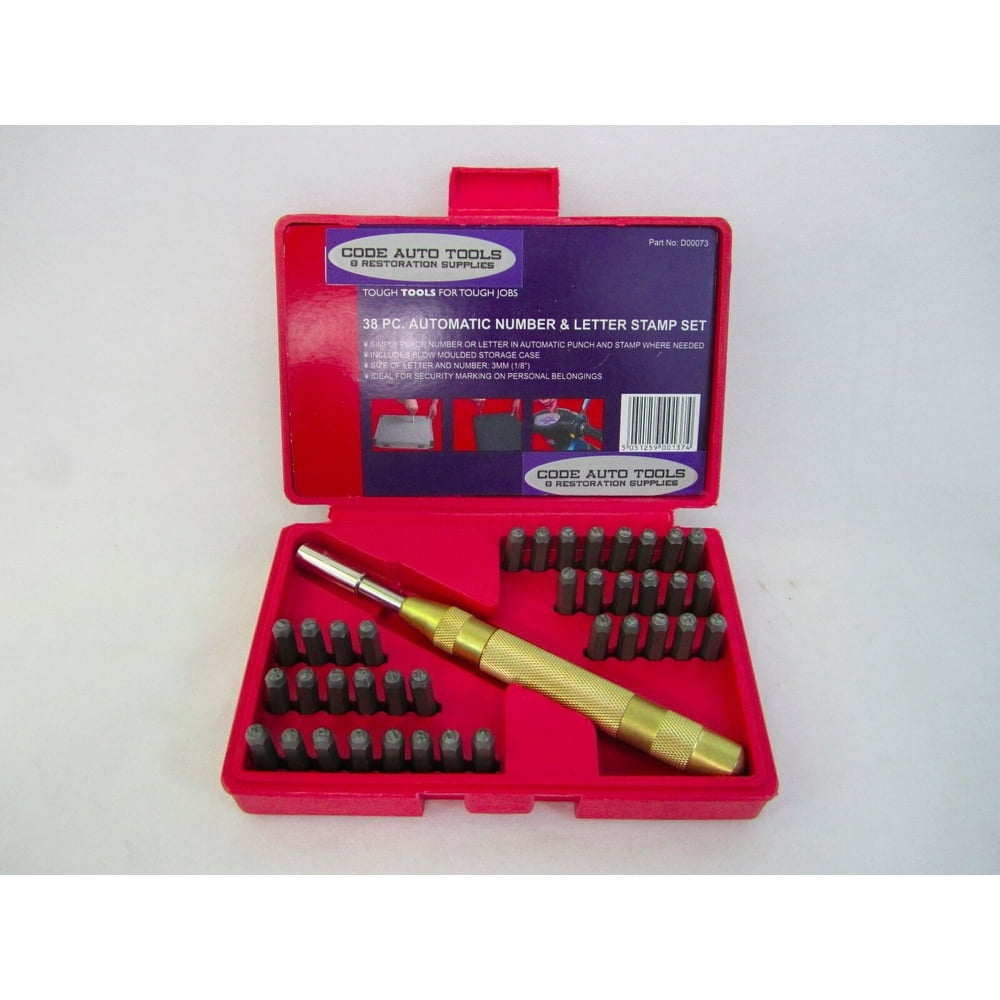 38pc Letter & Number Punch Set Solid Brass Automatic Punch Code Auto