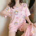 thumbnail image 2 of Conjunto de ropa de dormir informal de verano para mujer, pantalones cortos de manga corta con bonitos dibujos, ropa para el hogar, conjunto de estilo femenino holgado y cómodo, 2 of 5