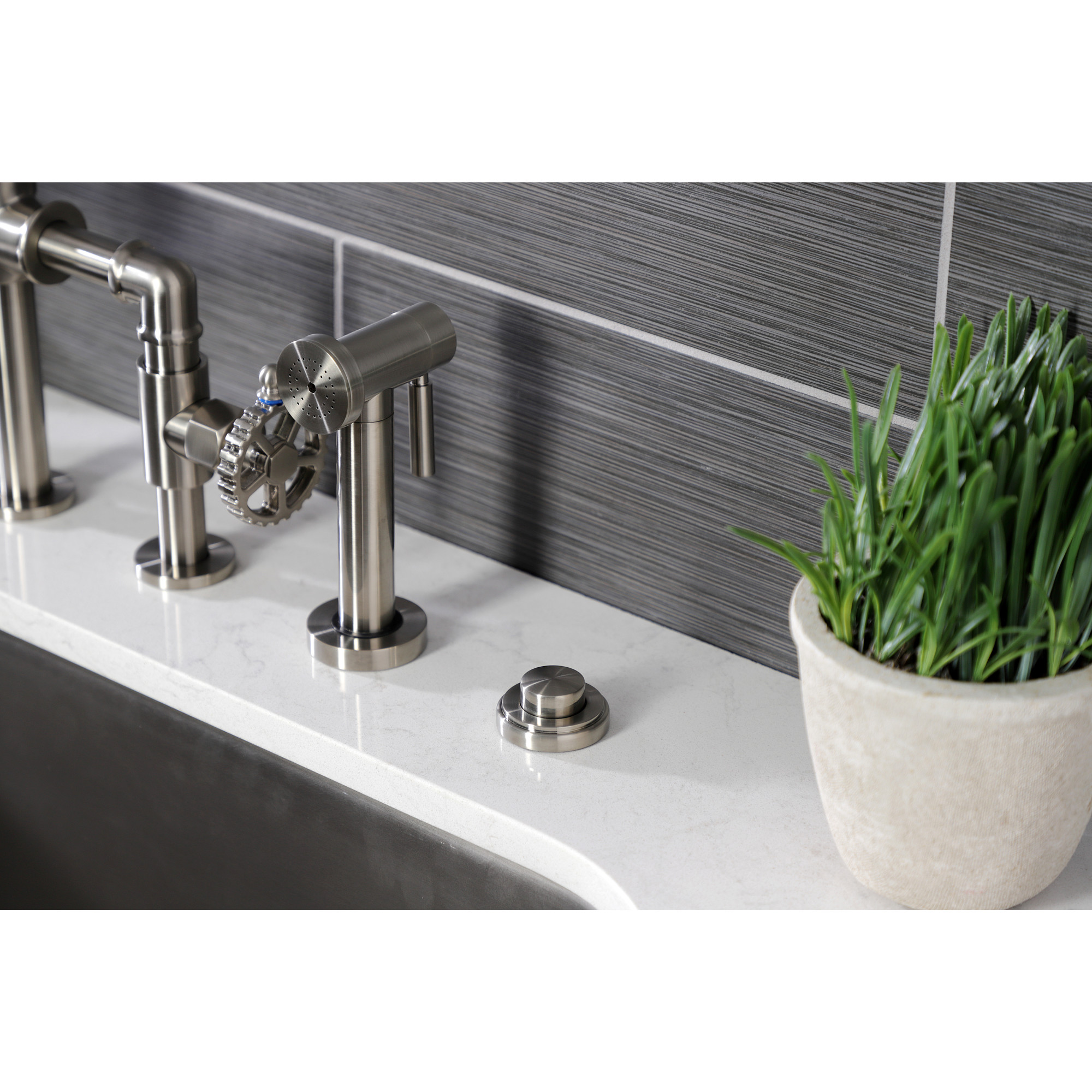 Kingston Brass KA218 Trimscape Disposal Air Switch Button in Brushed Nickel