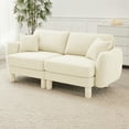 thumbnail image 3 of Newest Boucle Fabric 2-seater Loveseat Sofa Couch,Distinctive Shell-shaped Armrests,Cylindrical Legs Wrapped,Self-fabric,Beige Color, 3 of 17