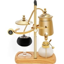 Belgian/Belgium Luxury Royal Family Balance Syphon Coffee Maker Coffee Pot Unique Gravity Vintage Coffee Maker 13.53oz Beautiful Turkish Coffee Maker Vacuum Brewing System (Gold)