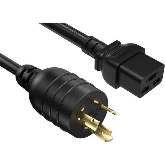 Cable Leader 15 ft 12 AWG 20A 250V Heavy-Duty Power Cord NEMA L6-20P to IEC 320 C19, UL Listed