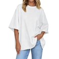 thumbnail image 3 of Yigetop Women & Plus Size Drop Shoulder Relaxed Casual Tee Shirt Top Lightweight Soft Comfy Daily Wear White S, 3 of 3
