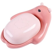 Enqiretly Soap Dish Bear-shaped Soap Holder with Drain Holes Soap Saver with Dustproof Lid Cartoon Soap Tray for Home Bathroom Soaps  No.2