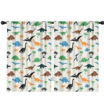 Blackout Kids Curtains,Beige Cartoon Dinosaurs Palms Pattern Childrens Insulated Curtains Set Of 2,Bedroom Essentials,Toddler Room Decor 42"x63"