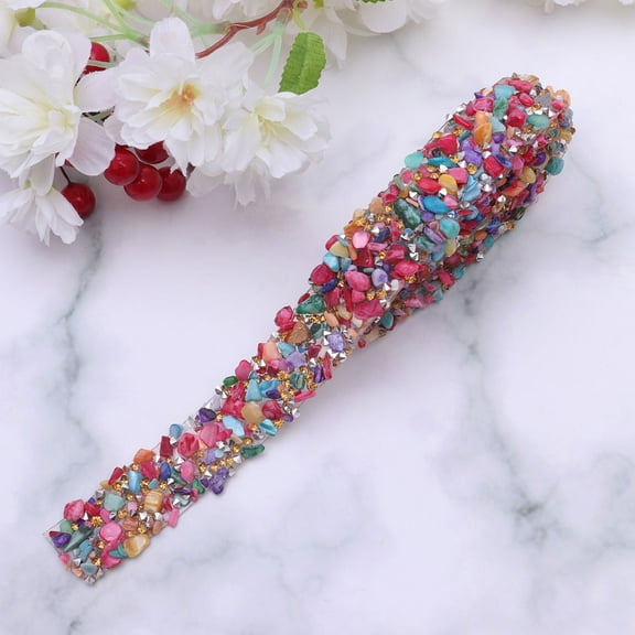 COSMOBETTY 1Pack Silver Rhinestone Ribbon Luxurious Appliques for Costume Accessories DIY Crafting Projects Ladies Girls