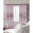 thumbnail image 2 of Pink Summer Coastal Blackout Curtains 45 Inches Long, Kitchen Black Out Window Treatments, Modern Ocean Waves Starfish Shell Thermal Insulated Lined Drapes for Small Window with Grommet 42"x45", 2 of 8