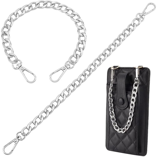 2 unidades de cadena corta plateada de 30 cm (12 pulgadas) para bolso, correa de cadena plana, correa metálica de repuesto para bolso