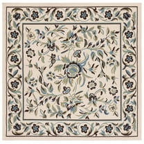 SAFAVIEH Veranda Tollan Floral Indoor/Outdoor Area Rug, Cream/Green, 6'7" x 6'7" Square