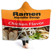 ZHONGKUI Hooded Blanket Ramen Noodle Soup Chicken Flavor Flannel Wearable Throw Cape Hooded Fleece Warm Air-Conditioning Quilt Small 50"X40" for Kids