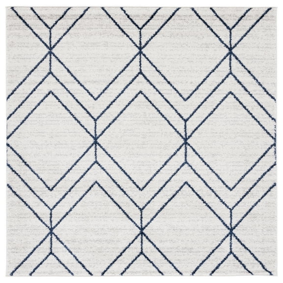 SAFAVIEH Adirondack Caitriona Geometric Squares Area Rug, Light Grey/Navy, 8' x 8' Square