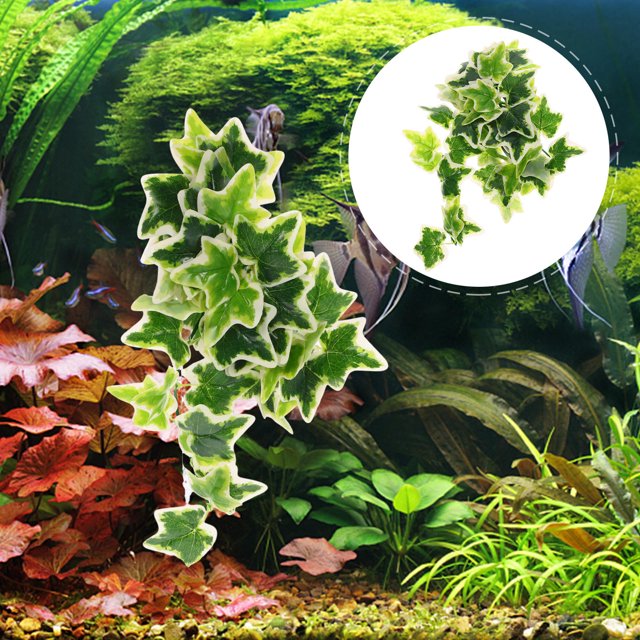 TEHAUX Plastic Aquatic Plants Fake Vine Green Plastic for Aquarium 1 PCS