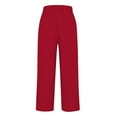 thumbnail image 6 of BODOAO Women's Linen Cropped Pants Ankle Capris Straight Leg Trousers Loose Pocket Cotton and Linen Casual Pants Wine Xl, 6 of 6