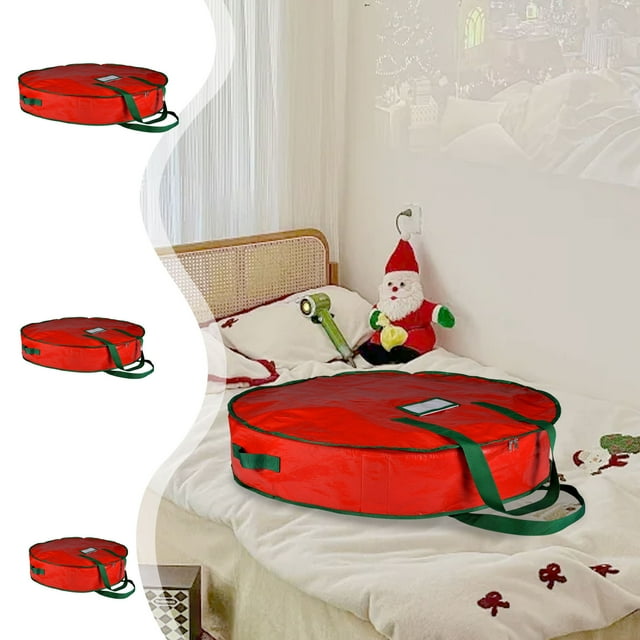 Sentmoon Décoration de Noël Ornements d'Arbre de Noël Sac de Rangement Ruban de Noël Sac de Rangement Boules d'Arbre de Noël Sac de Rangement en Rotin Sac de Rangement pour Produits de Noël