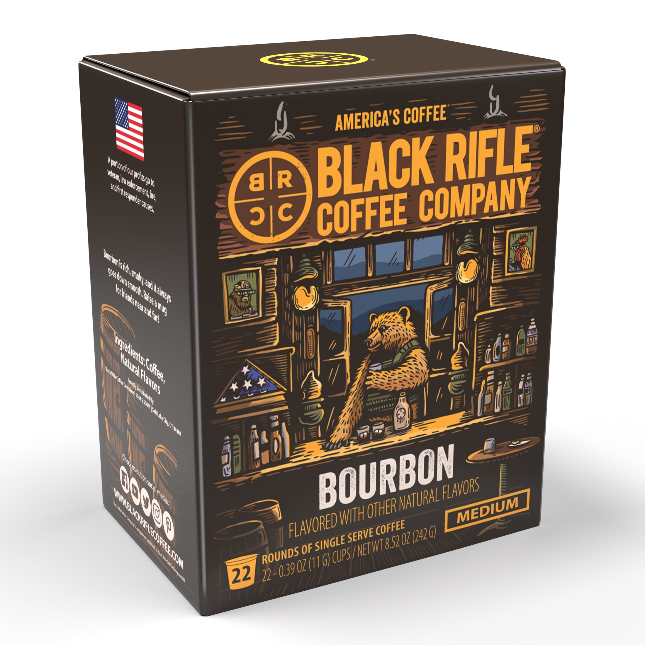 Black Rifle Coffee Bourbon K-Cup Pods, Medium Roast, 22 Ct