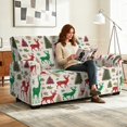 thumbnail image 2 of TSOVTHRID Reindeer Christmas Tree Print Loveseat Sofa Cover Couch Cover with Elastic Bottom Furniture Protector for Pet Soft Couch Cover for 2 Cushion Couch Christmas Decor, 2 of 7