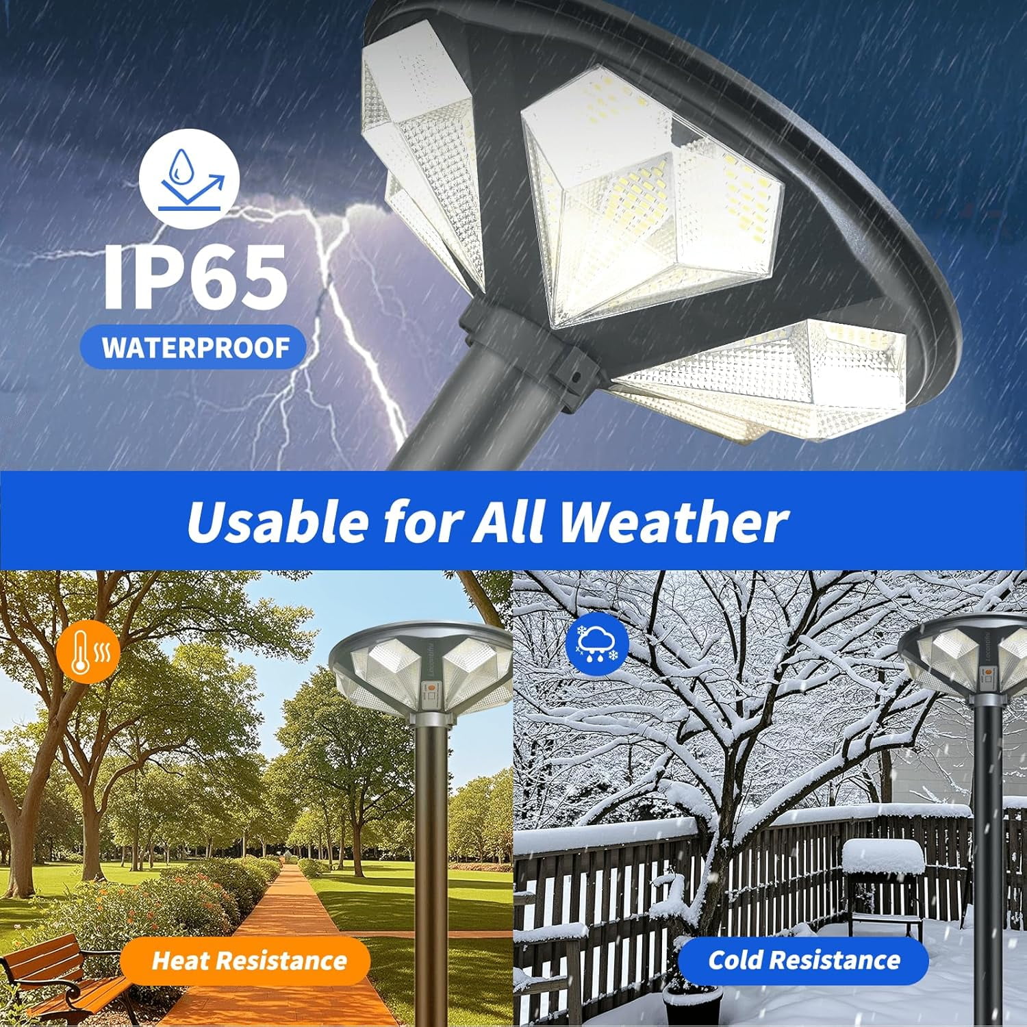 Outdoor Solar Lamp Post with 10' Galvanized Steel Light Pole, Diamond Shape, Motion Sensor, IP65 Waterproof, Dusk to Dawn, 648-LED Outdoor Solar Light with Remote for Street, Parking Lot, Pathway