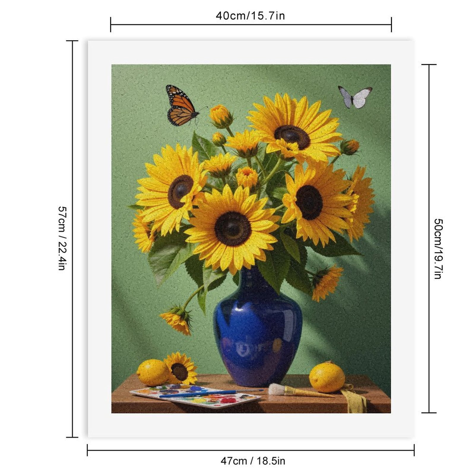 Paint By Numbers Kit for Adults Beginner - DIY Sunflowers Vase Art Butterflies Colors Canvas Painting Kits for Adults, Frameless Paint By Number for Adults for Home Wall Decor 16x20 Inch