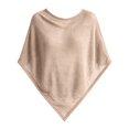 thumbnail image 3 of Women's Knit Poncho Cape Shawl, Lightweight Pullover Swimsuit Cover Up for Women, Solid Color Breathable Chiffon Feel Cape for Beach, Resort and Casual Daily Wear Beige, 3 of 4