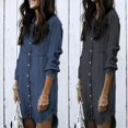 thumbnail image 3 of Vestido camisero vaquero Vintage para mujer, blusa informal de manga larga para mujer, Mini vestido azul, 3 of 5