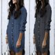 thumbnail image 3 of Vestido camisero vaquero Vintage para mujer, blusa informal de manga larga para mujer, Mini vestido azul, 3 of 5