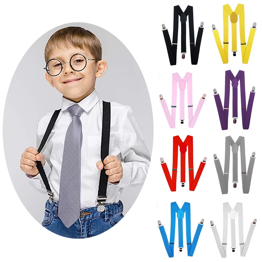 Khaki Adjustable Suspenders for Girls Toddler Elastic Y-Back Design with Strong Metal Clips Navisima Suspenders for Kids Baby 