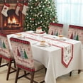 thumbnail image 4 of Merry Christmas Tree Chair Covers Set of 8 Red Black Plaid Snowflake Winter Wood Grain Chair Back Covers Stretch Removable Washable Slipcovers Protector for Dining Room Kitchen Party Decor, 4 of 5