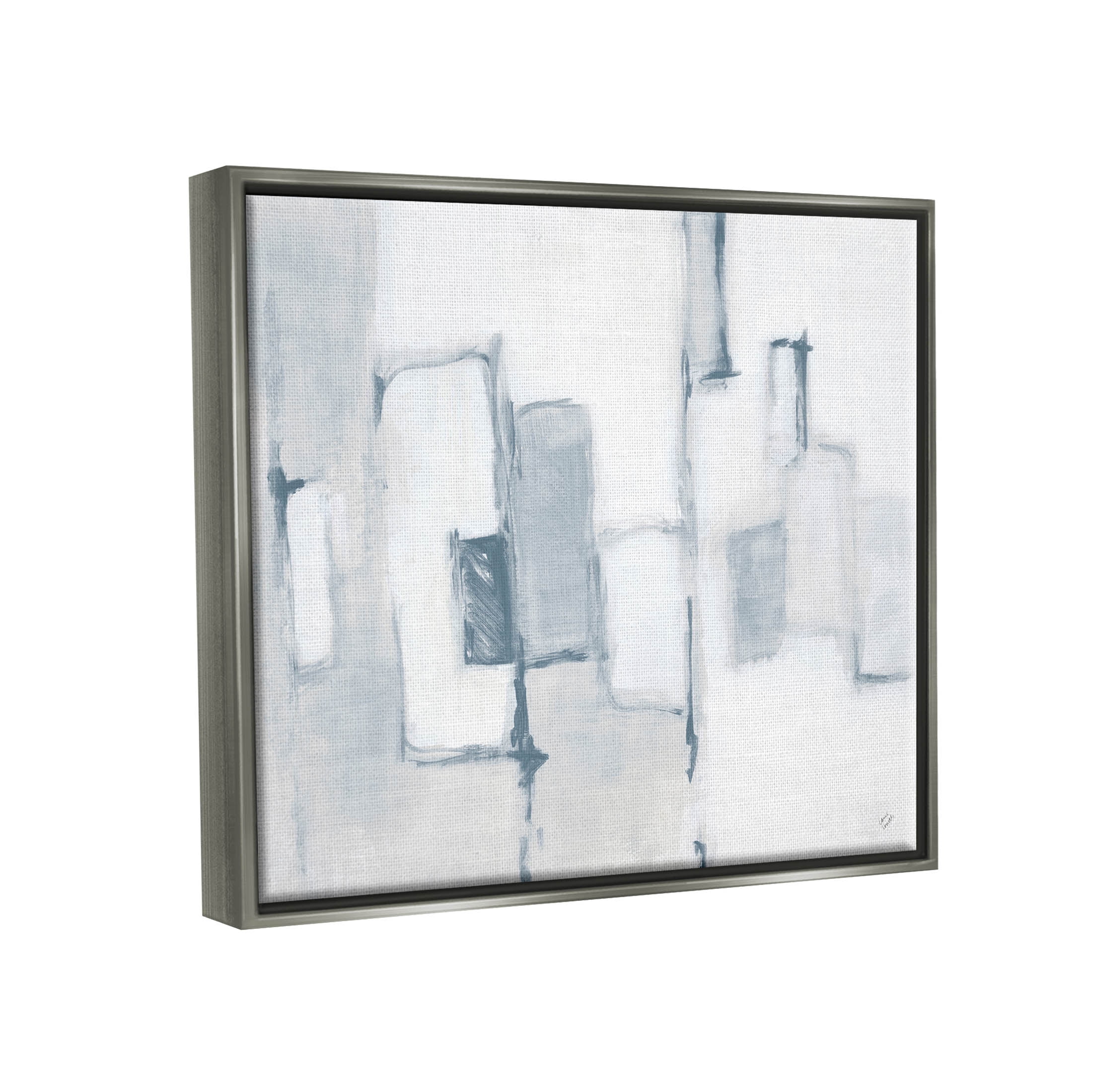 Stupell Industries Contemporary Square Shapes Painting Luster Gray Floating Framed Canvas Print Wall Art, Design by Lanie Loreth