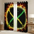thumbnail image 2 of Manfei Green Yellow Lightsaber Black Out Curtains,Video Games Theme Curtains Pack of 2 (42x63 Each),Modern Fashion Gaming Bedroom Curtains For Boys,Ultra Soft Home Decor, 2 of 6