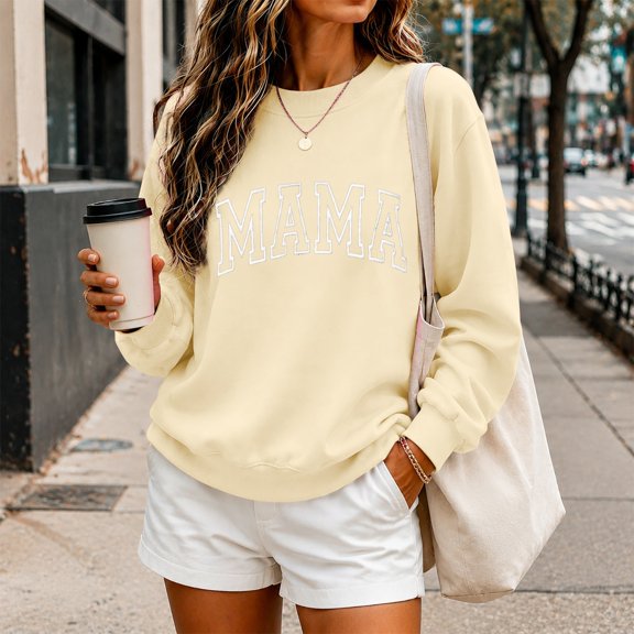 Womens Crewneck Sweatshirt Casual Fall Winter Outfit Comfy Long Sleeve Pullover Lounge School Work Travel Daily Wear Trendy Gift for Her
