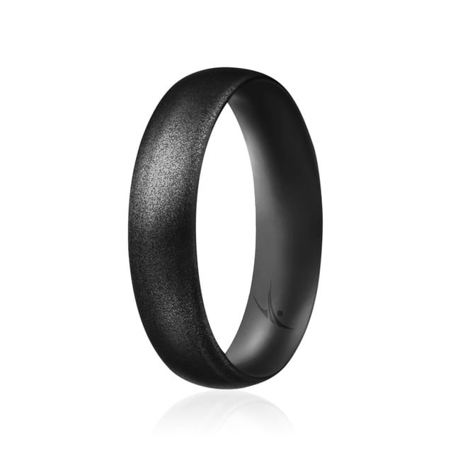 Anillo de bodas de silicona - Estilo cúpula, ajuste fino y cómodo - Negro metálico de ROQ para mujer - Anillo de 10 mm