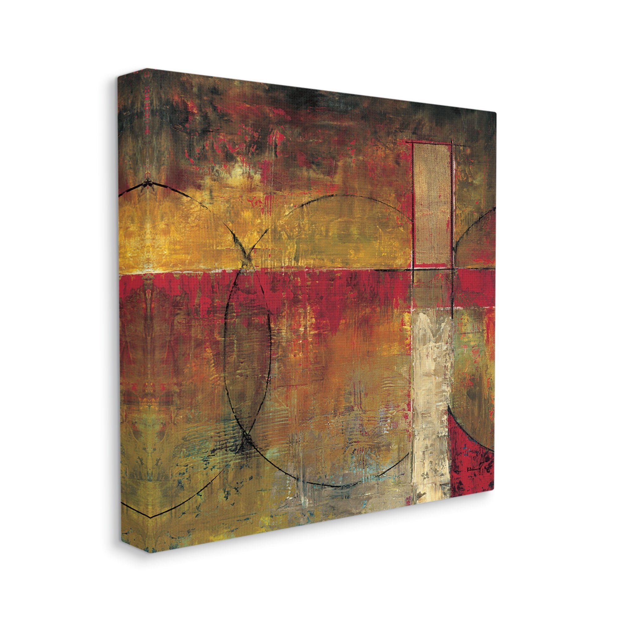 Stupell Industries Warm Tone Abstract Shape Composition Red Brown Painting, 30 x 30,Design by Mike Klung