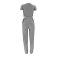 thumbnail image 4 of Nuoqisi Women's Tie Detail Short Sleeve Solid Color Round Neck Top Long Pants Sport Two-Piece Set - Coordinated Active Wear with Adjustable Detail for Comfortable Training, 4 of 9
