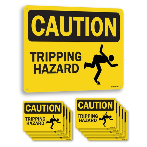 Tripping Hazard OSHA Caution Aluminum Sign 24 Inch x 18 Inch - 10 Pack