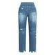thumbnail image 4 of WILLBEST Pantalones Casuales de Mujer, Cintura Alta, Pierna Recta, Mezclilla Desgastada, Diseño Desgastado para Comodidad Diaria, Versátiles, Moda Primavera Verano Otoño Extra Grande, 4 of 4