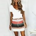 thumbnail image 2 of USSUMA Dresses for Women 2023, Sun Dresses Women Striped Color Block V-Neck Sleeveless Sling Drawstring Short Mini Dress, 2 of 4
