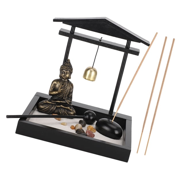 Mini Jardín Zen Con Estatua de Buda, Jardín Zen, Bandeja Dede Buda, Decoración Innovadora para El Hogar, Sala de Estar, Adorno Artesanal de Resina, Relajación, Composición