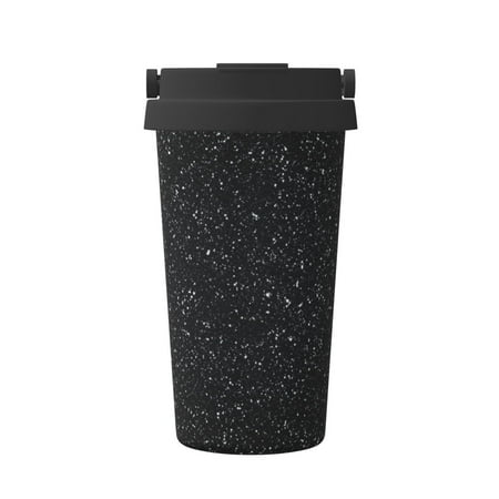 

Qekee Black Glitter Print Insulated Coffee Mug Coffee Tumbler Cup Thermos Mug Water Bottle with Handle & Flip