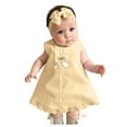 thumbnail image 1 of Robe de Fête pour Bébé Fille Nouveau-Né Robe Maxi Décontractée Sans Manches avec Nœud + Bandeau Ensemble Tenue, 1 of 9