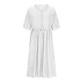 thumbnail image 6 of Fnooota Summer Dresses for Women, Short Sleeve Drawstring Cotton Casual Dresses Midi Dresses White Size S, 6 of 6