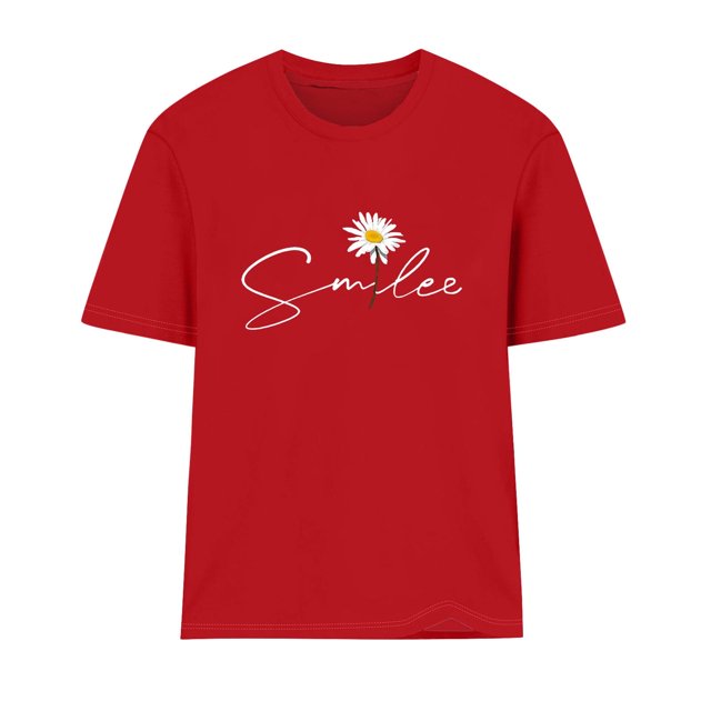 Babysbule Hauts en Liquidation pour Femmes T-shirt à Manches Courtes Imprimé Lettre Col Rond Mode Décontracté Ample