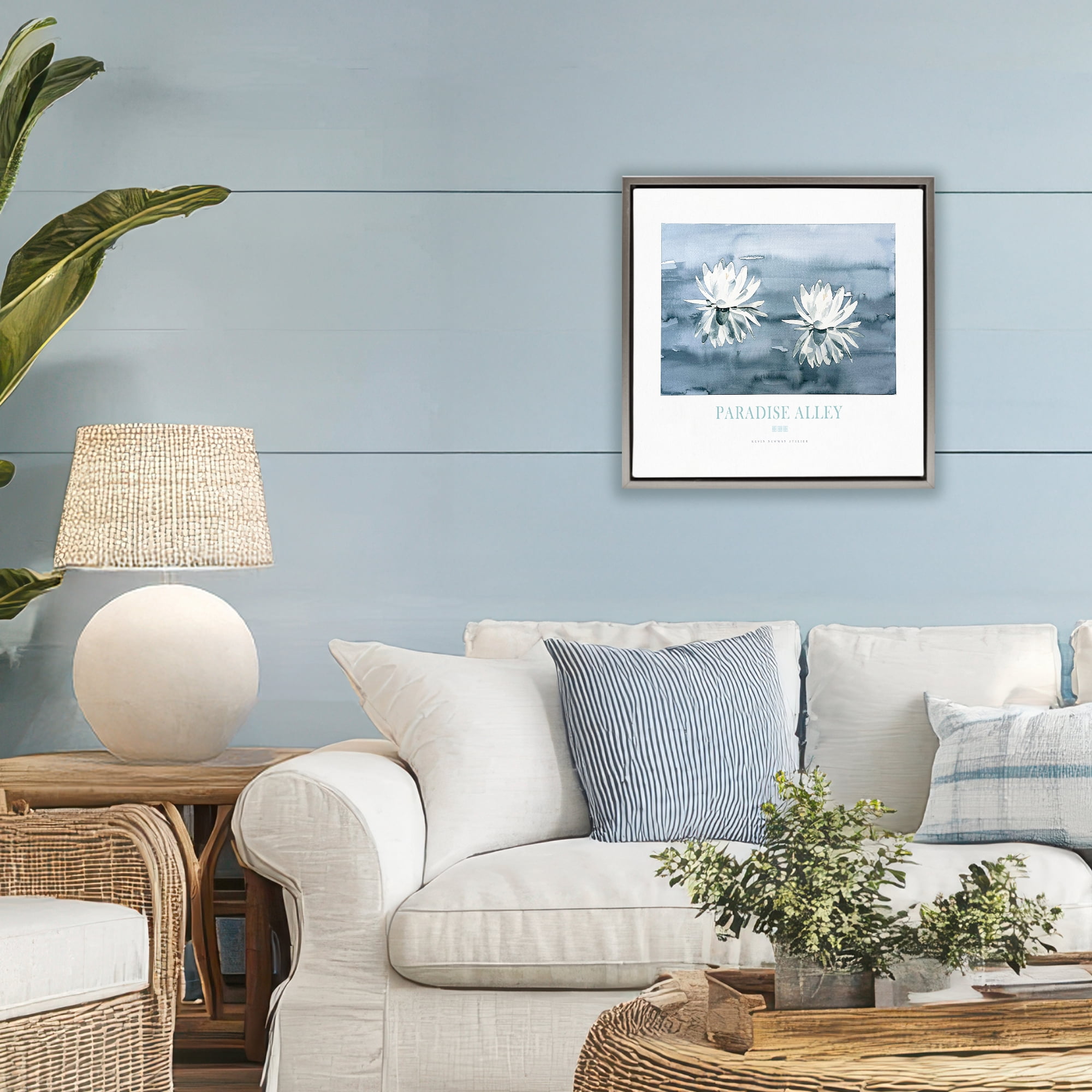 Stupell Industries Paradise Alley Water Lilies Gray Framed Floater Canvas Wall Art, design by Jadei Graphics