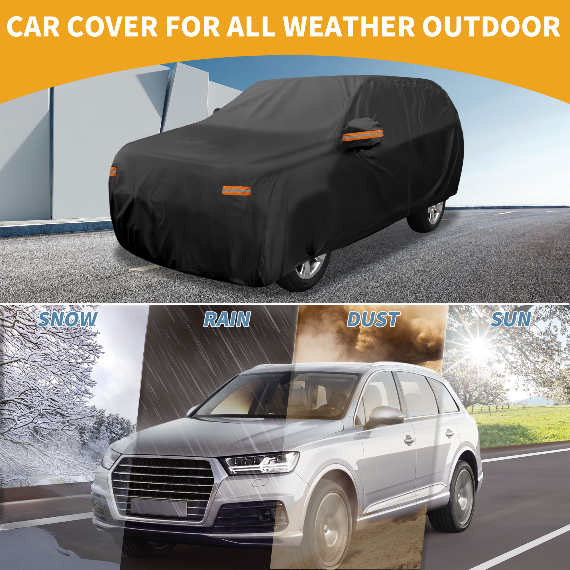 Unique Bargains Durable Waterproof Car Cover Black for Ford Expedition
