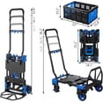 thumbnail image 2 of SHZOND 2 in 1 Folding Hand Truck Dolly with Basket, 330LBS Capacity  Hand Truck with 4 Wheels, Retractable Handle Collapsible Cart, Include 2 Bungee Cords, for Moving, Luggage, Office, 2 of 9